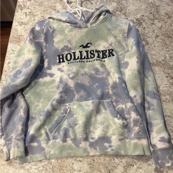 Hollister Tie Dye Hoodie Sweatshirt Blue Green Women’s Large - Picture 7 of 10